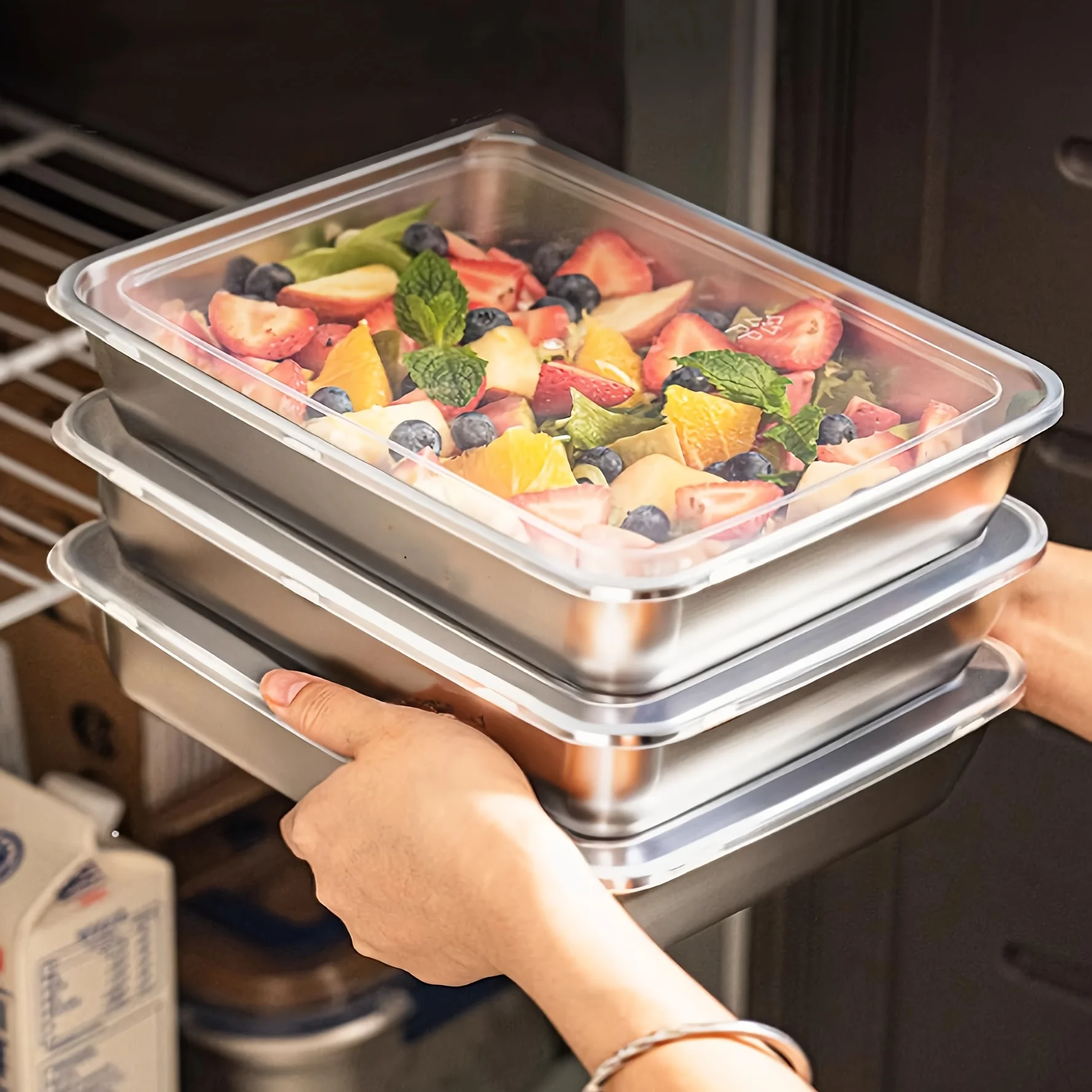 Meal Prep Lunch Boxes - 3pcs Stainless Steel Food Containers &
