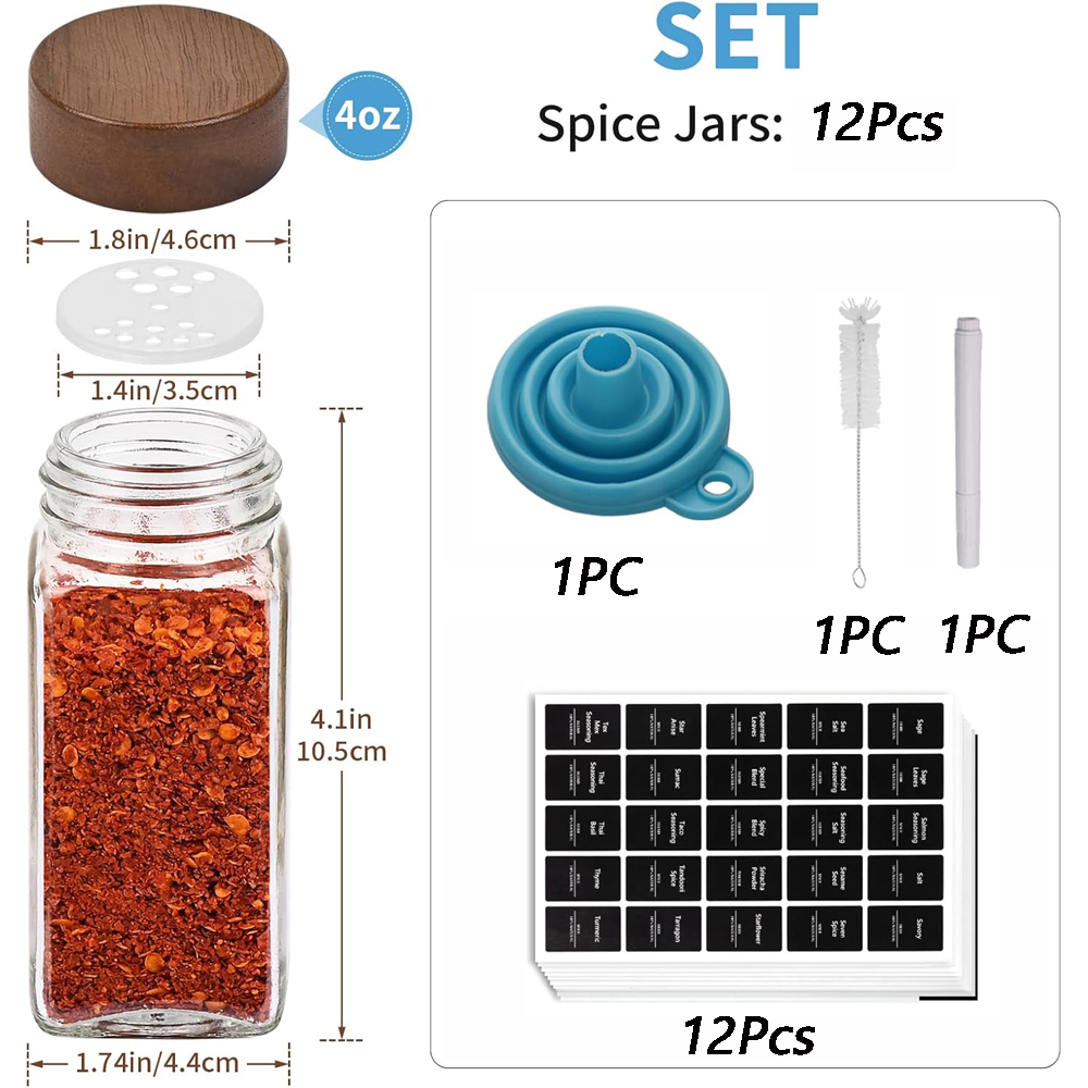 12Pcs Glass Spice Jars with La - огляд і ціна Spice Jar Labels