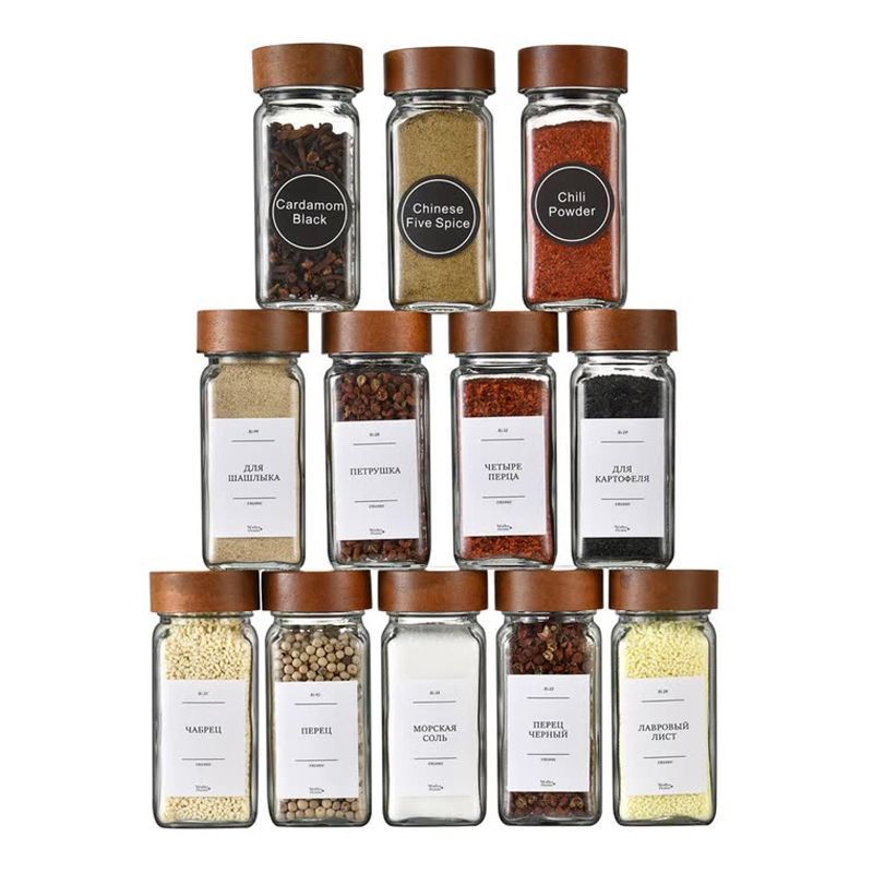 Square Spice Jars Set with Woo - огляд і ціна Spice Jar Labels