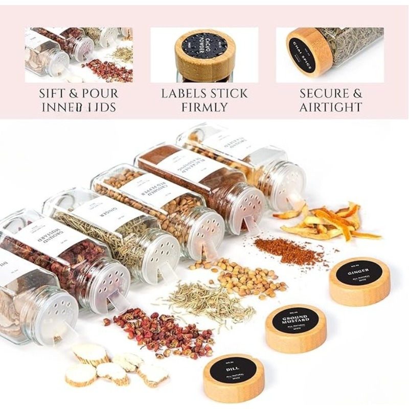 Square Spice Jars Set with Woo - огляд і ціна Spice Jar Labels