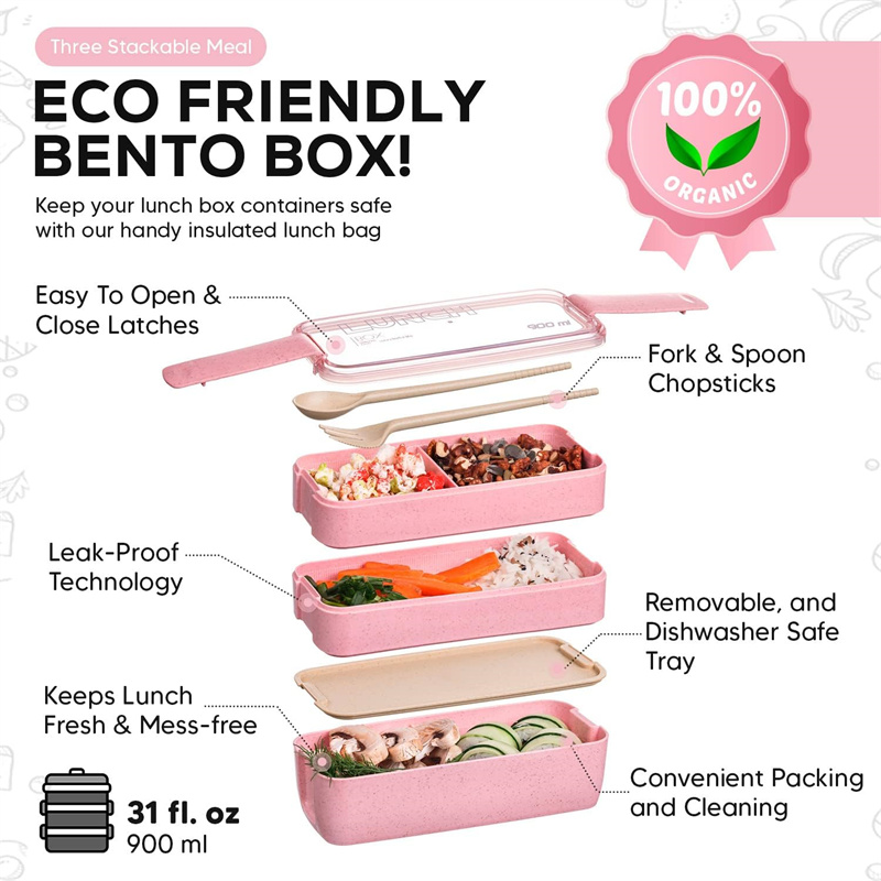 3-In-1 Compartment Wheat Straw - огляд і ціна Meal Prep Lunch Boxes