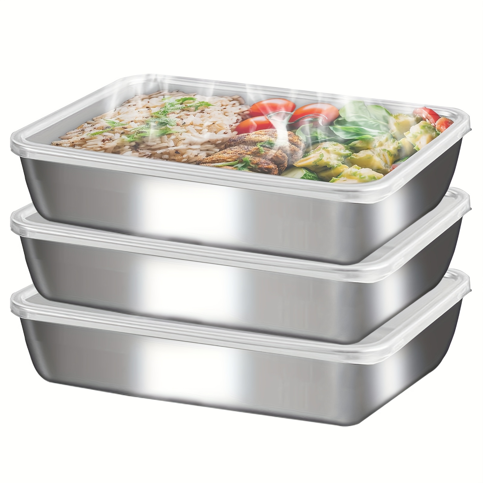 3pcs Stainless Steel Food Cont - огляд і ціна Meal Prep Lunch Boxes