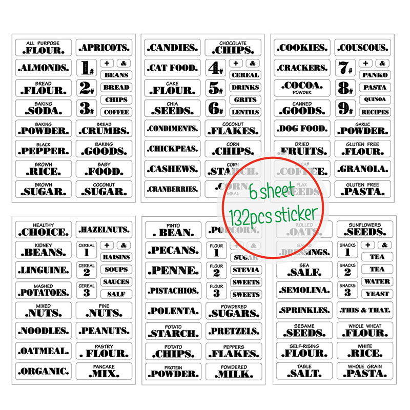 132pcs Kitchen Food Stickers W - огляд і ціна Spice Jar Labels