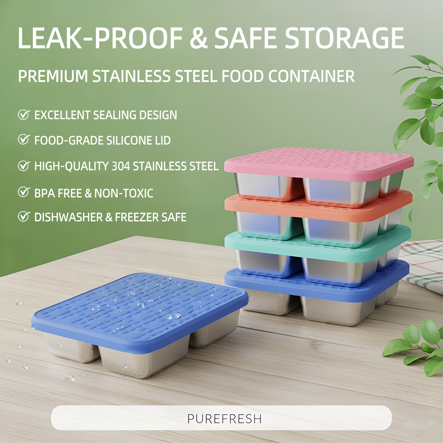 304 Stainless Steel Divided Lu - огляд і ціна Meal Prep Lunch Boxes